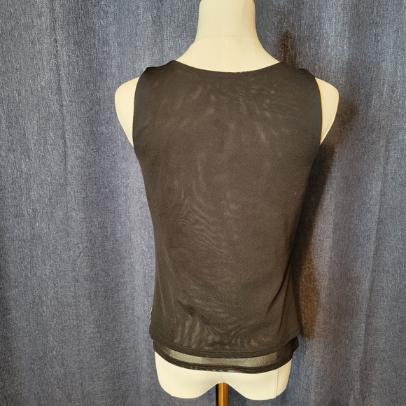 Express Black and Silver Embellished Tank Top Beaded Indie Whimsygoth Croquet - Picture 3 of 6